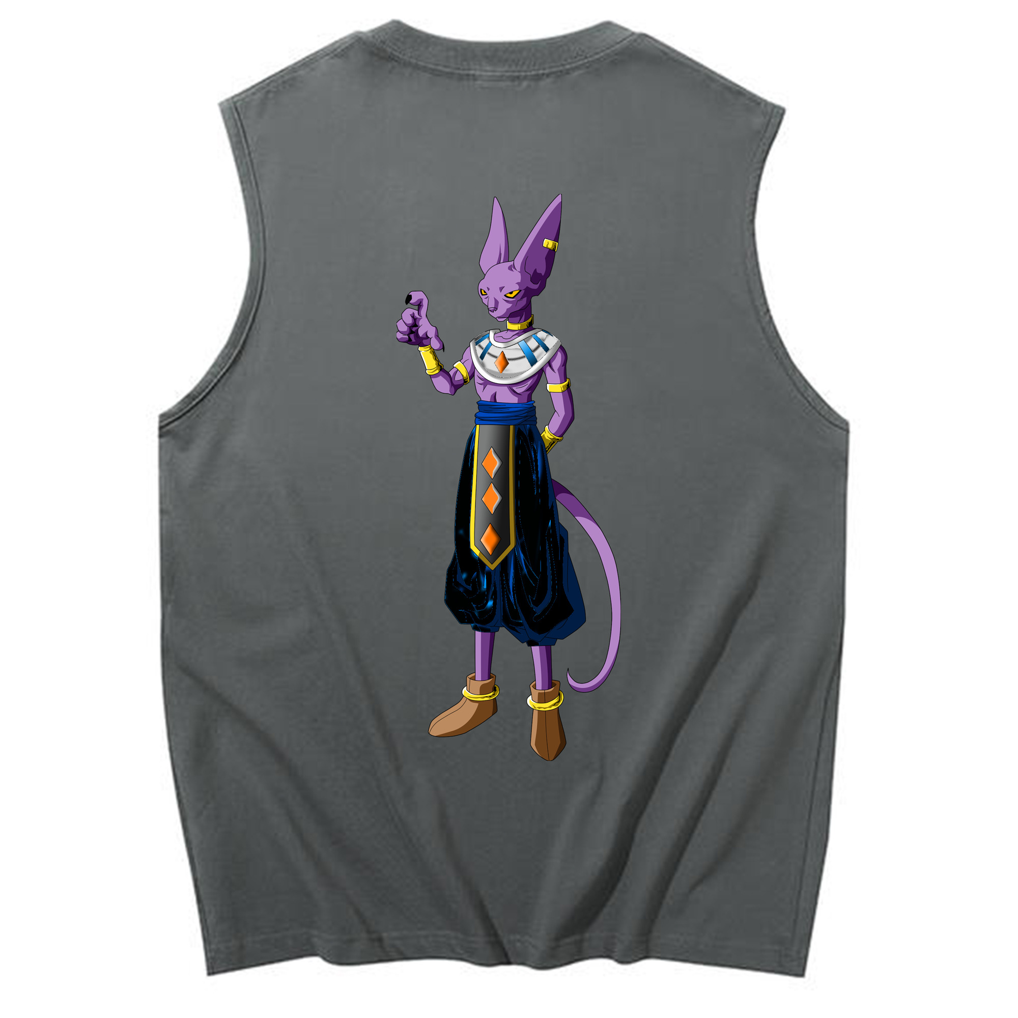 （画像用） ドラゴンボール ビルス 破壊神ビルス DRAGON BALL Beerus Birusu コットン100％タンクトップ（背面プリント）